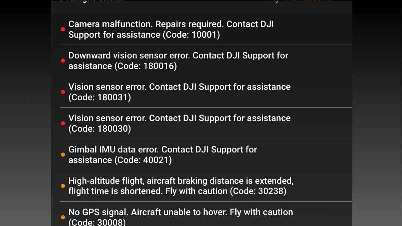 Die häufigsten DJI Fehlermeldungen - Liste / Übersicht